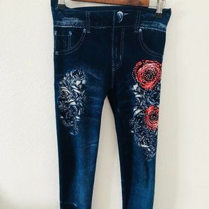 Women's Leggings, Unbranded, Sz Sm, Stretch, Embellished, NWOT, Causal, Floral